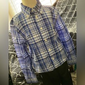 Polo Ralph Lauren M(10/12) Blue Plaid Button-up Collared Shirt - NWT